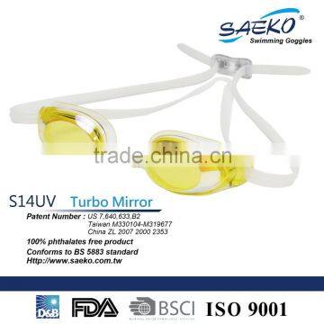 Racing Mirror -Humanize Mirrored Lens Swim Goggles Adjustable Nose Bridge Anti-Fog Swimming Goggles photo-2