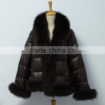 2016 new fashion real fox fur trim down puffer jacket