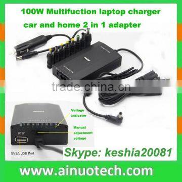 65W 75W 80W 90W 100W 120W laptop replacement ac adapter home/car 2 in 1