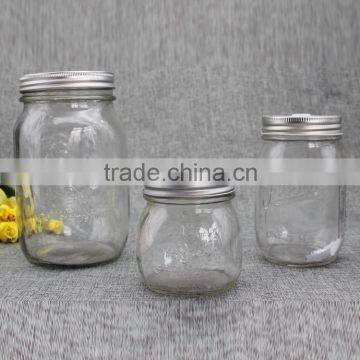 customized embossed logo glass mason jar with cap 250ml 500ml 1000ml