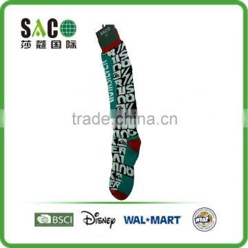 white english letters jacquard nylon knee high sport socks