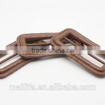 Inner Diameter 4.8 cm Brown Real Leather Buckles Buttons With Metal Pin