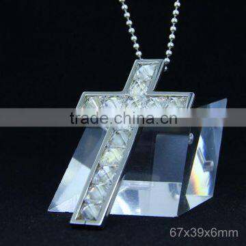 Natural Gemstone Stainless Steel Pendant, Seven Stone Cross Pendant Colorful photo-6