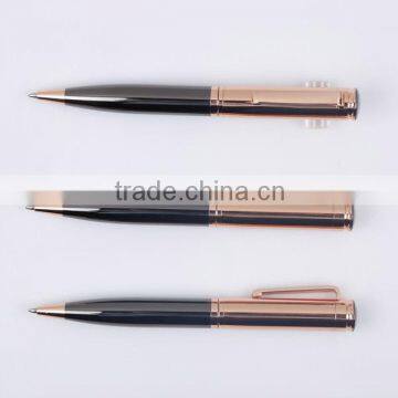 Metal black color pen and rose gold pen roller ball pen