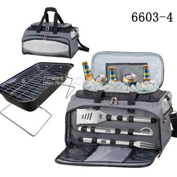 Stainless steel BBQ tool set with cooler bag