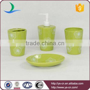 4pcs Green Flower Decal Bathroom Set for Wholesale