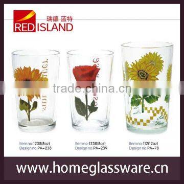 2015 new design drinking glass cup with screen printing