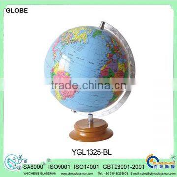 YGL1325 plastic deskpot globe with wood base