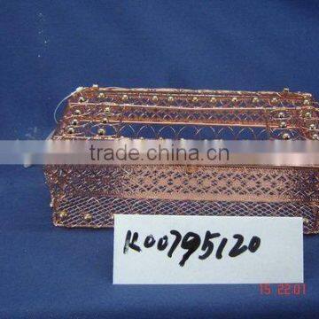 Rectangle cuprous iron wire with decorative pearl napkin holder