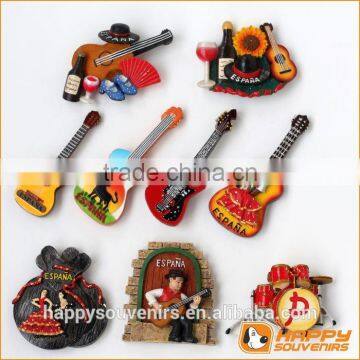 Musical guitar instrument promotional polyresin fridge magnet for home decor