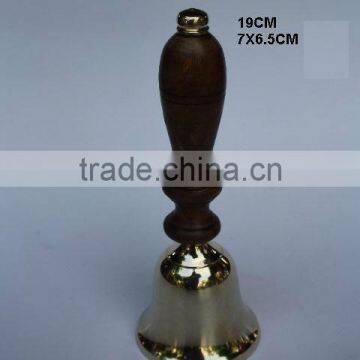 Wooden Handle Brass Bell in 19cm With Mirror Polish