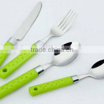 stainless steel colored plastic handle cutlery set, tableware set