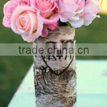 birch bark cylindrical flower pot for wedding supplies