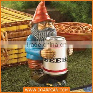 Beer Can Holder Resin Gnome Figurine Statue