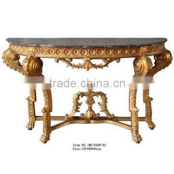 Living Room Furniture Set Classical Marble Top Console Table With Framed Mirror