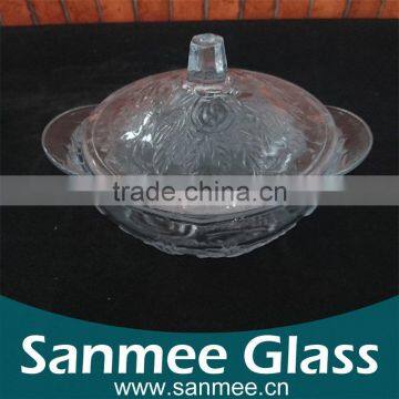 Engraved Quality Glass Candy Bowl Glass Sugar Bowl