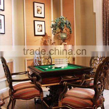 Retro Classic French Handcrafted Multifunctional Convertible Wood Dining and Mahjong Table with Carving Armchair BF12-03284a