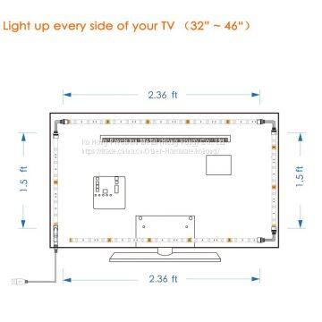 TV Bias Lighting USB Powered LED Light Strip for 65 70 Inches TV Back Decor 20 Color Options Dimmable Remote photo-5