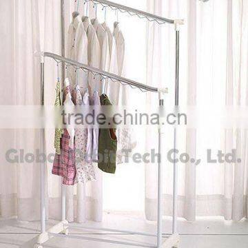 Double bar movable clothes stand