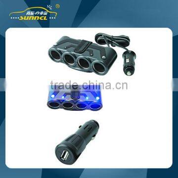 2015 CE Approval LED Car Charger Cigarette Lighter Adapter 4 Socket for IPhone , Tablet photo-2