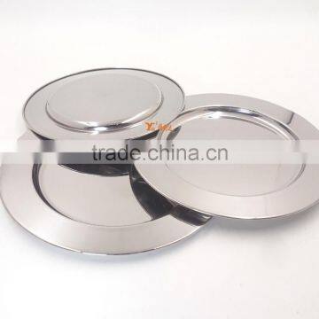 wholesale flat bottom elegant seafood tray/stainless steel salad plate set