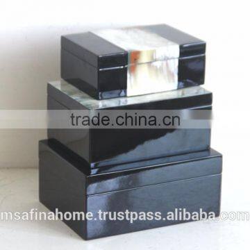 Set of 3 Rectangle Horn Lacquer Boxes photo-2
