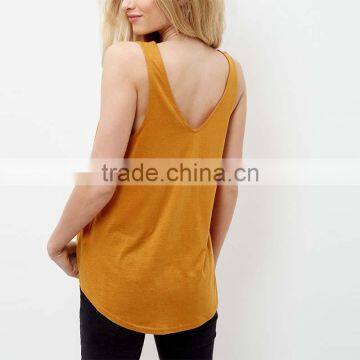 2016 Latest Women Deep V Neckline Sleeveless Embroidered Design Vest HST9314 photo-2