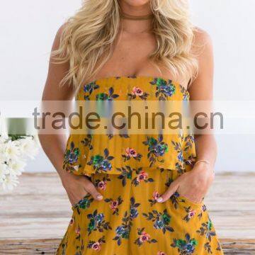 Floral Printing Sleeveless Ruffle Playsuit Woman Summer Romper photo-2