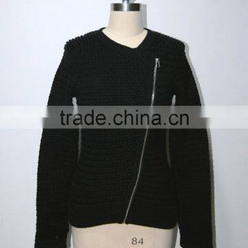 Incline Zip Moss Stitch Long Sleeve Sportly Viscose Cardigan