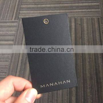 2017 Custom High Quality Black Cardboard Paper Hang Tags With Gold Stamping Logo photo-3