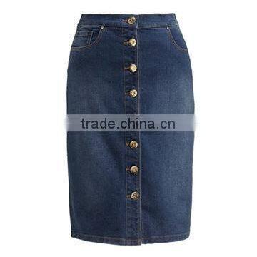 Lady's Newest Fashion Front Buttons Embellished Jean Skirt photo-3