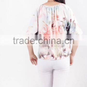 2015 Charming Summer Crew Neck Elbow-length Sleeve Floral Casual Women Dress