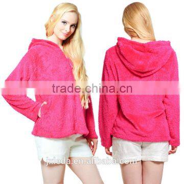 Women Girls Plus Size Snuggle Fleece Blouse Zip Fluffy Warm Hooded Sweatshirt Hoodie Ladies Loose Sweatshirt Jacket With Hood