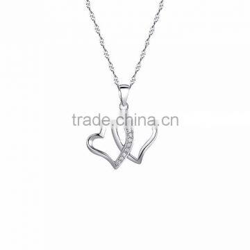 Silver Plated Double Heart Pendant