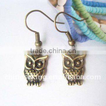 tiny owl dangle earrings fashion antique owl jewelry cheap promotion gift jewelry