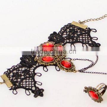 Festival Jewelry Set American Elegant Red Diamond Bracelet and Ring Set photo-3