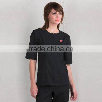 Half Sleeve Housekeeping Zip Front UniformTunic Work Shirt With Four Pockets photo-2