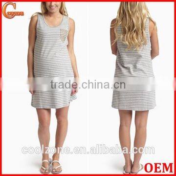 Women grey striped studded pregnancy clothes wholesale maternity clothing 2015