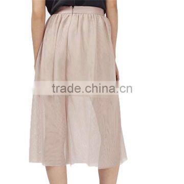 2017 OEM Spring Semi Persperctive Tulle Nude Prom Ladies Skirt