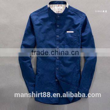 2016 New Style Roll up Sleeve Mandarin Collar Linen Cotton Shirts for Men photo-2