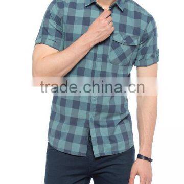 check Short Sleeve Buttonless Shirt