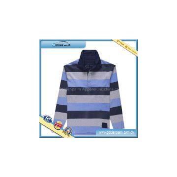 Mens striped long sleeve polo shirt