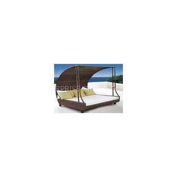 Anti UV Rattan Sunbeds Outdoor Double Chaise Lounge for Villa