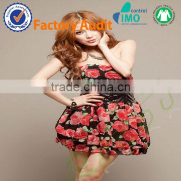 Top fashion 100%poly chiffon fabric party dress