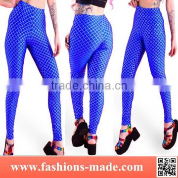 New Sexy Blue Plaid Ladies Fashion Legging