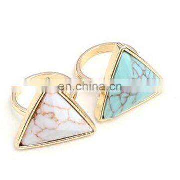 Latest Design Triangular Shaped Howlite and Turquoise Stone Ring