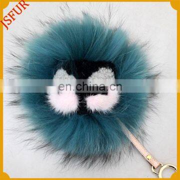 Top quality cute real raccoon fur monster fur key chain