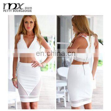 Latest dress designs ladies suit v neck sexy crop tops two piece bodycon dress sexy