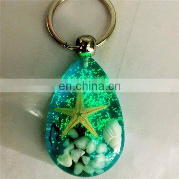 Luminous Stone Accessories Natural Starfish Imitation Amber Car Pendant Accessory Key Chain Ring photo-5