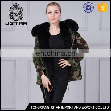 2017 new style black fur coat wholesale black fur trim jacket